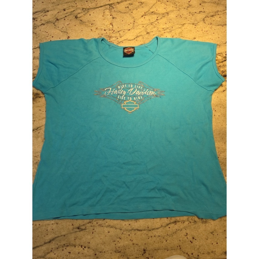 Harley Davidson womens XL short sleeve teal Y2K West Branch, MI